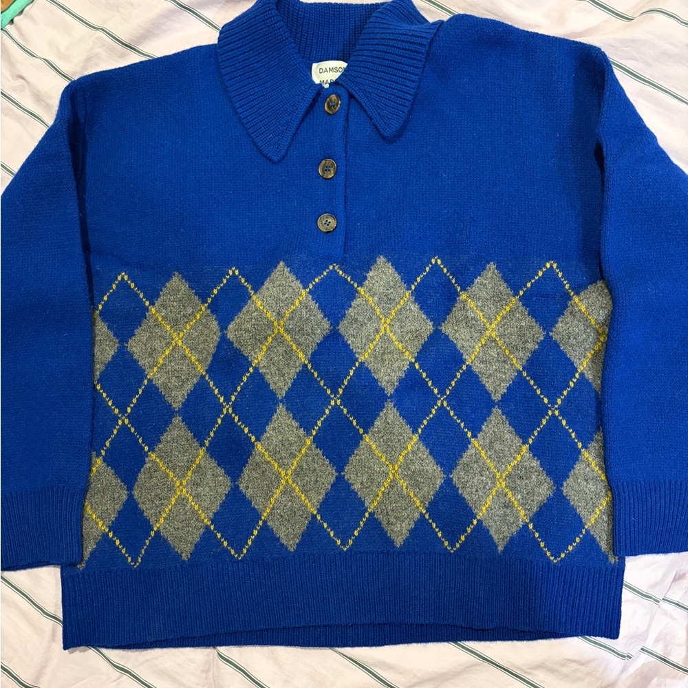 Damson Madder Blue Argyle Sweater